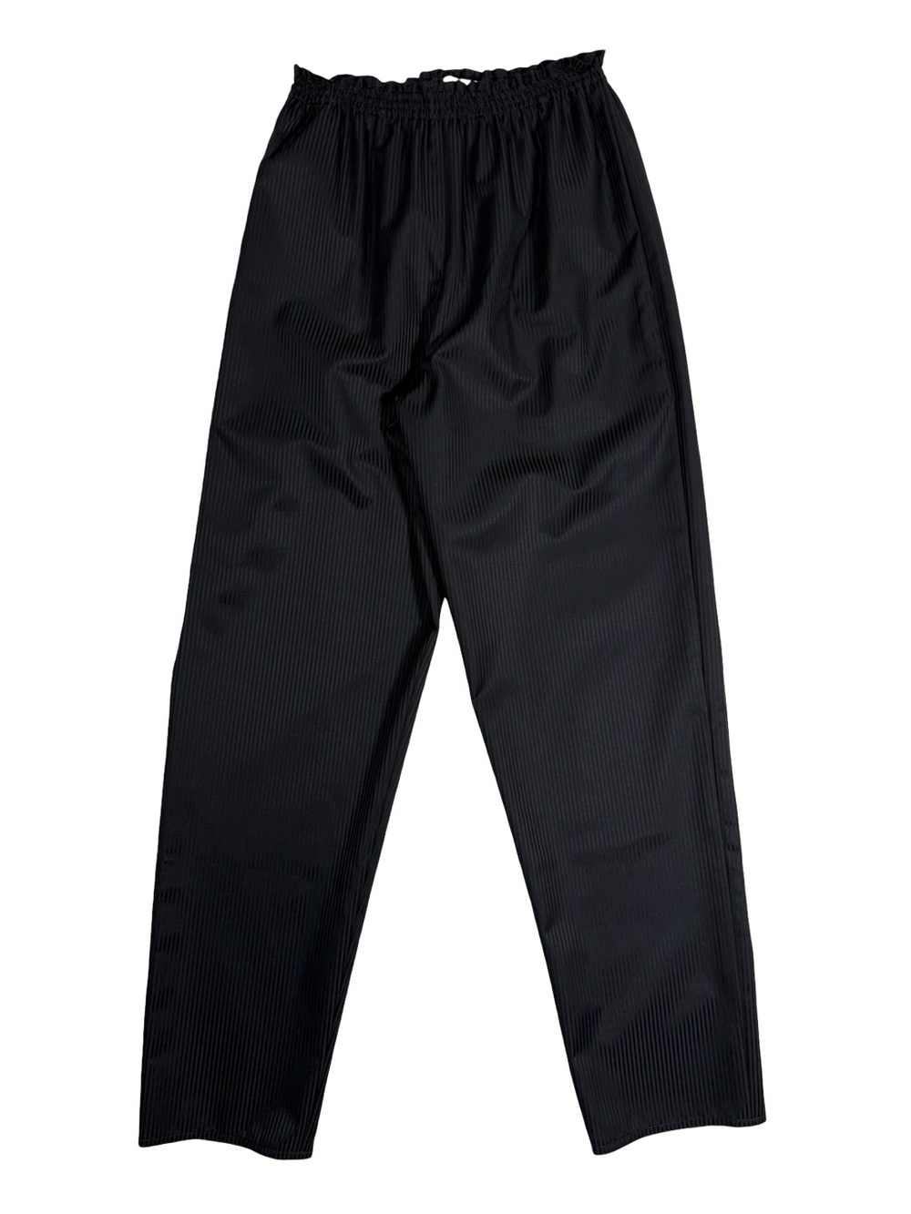 Zoran 100% Silk Black Pull On Pants Striped Elastic Waist Minimalist Luxury